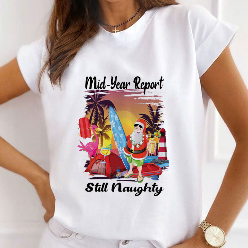Christmas In July Women White T-Shirt B