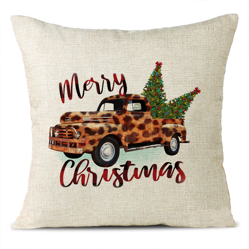 Christmas Themed Linen Pillowcase