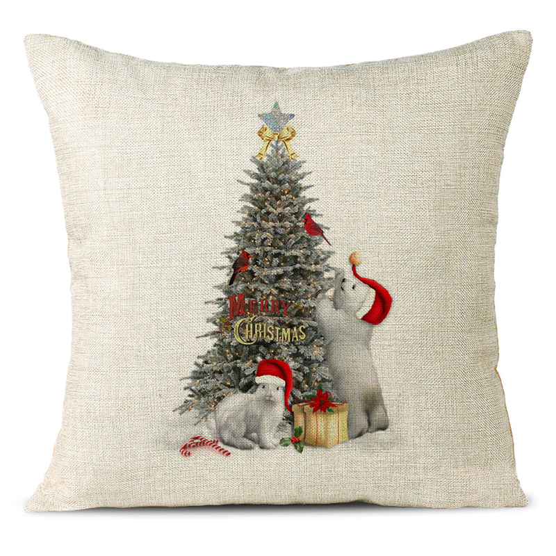 Christmas Themed Linen Pillowcase