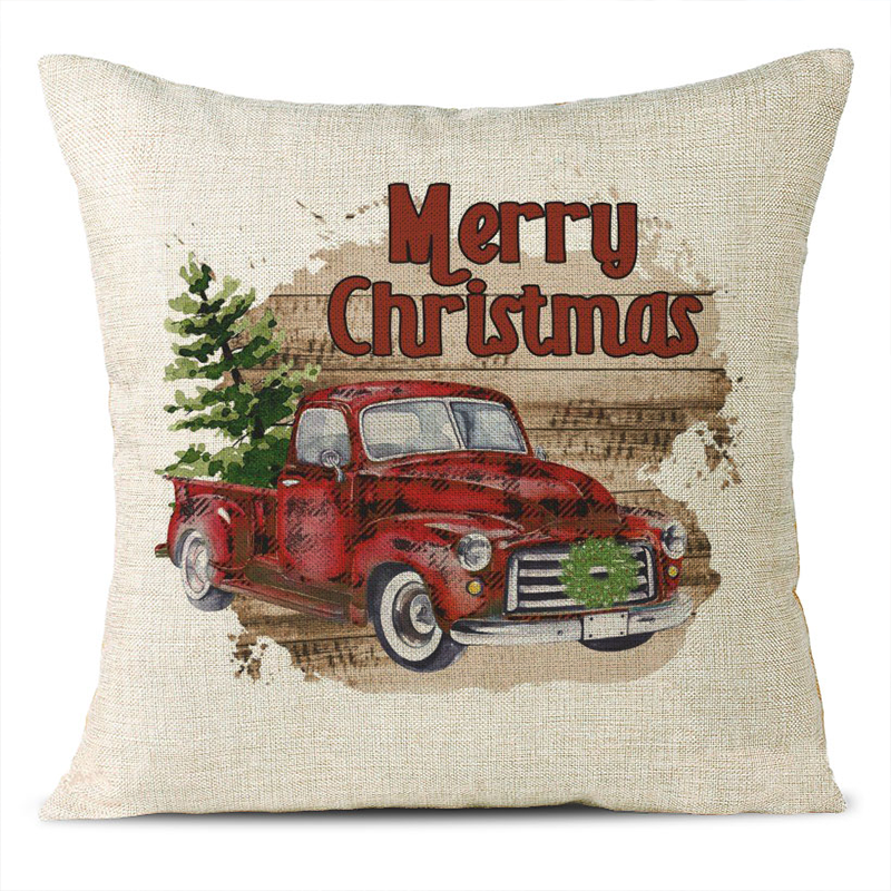 Christmas Themed Linen Pillowcase