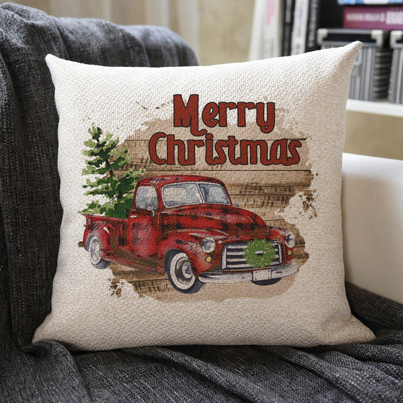 Christmas Themed Linen Pillowcase
