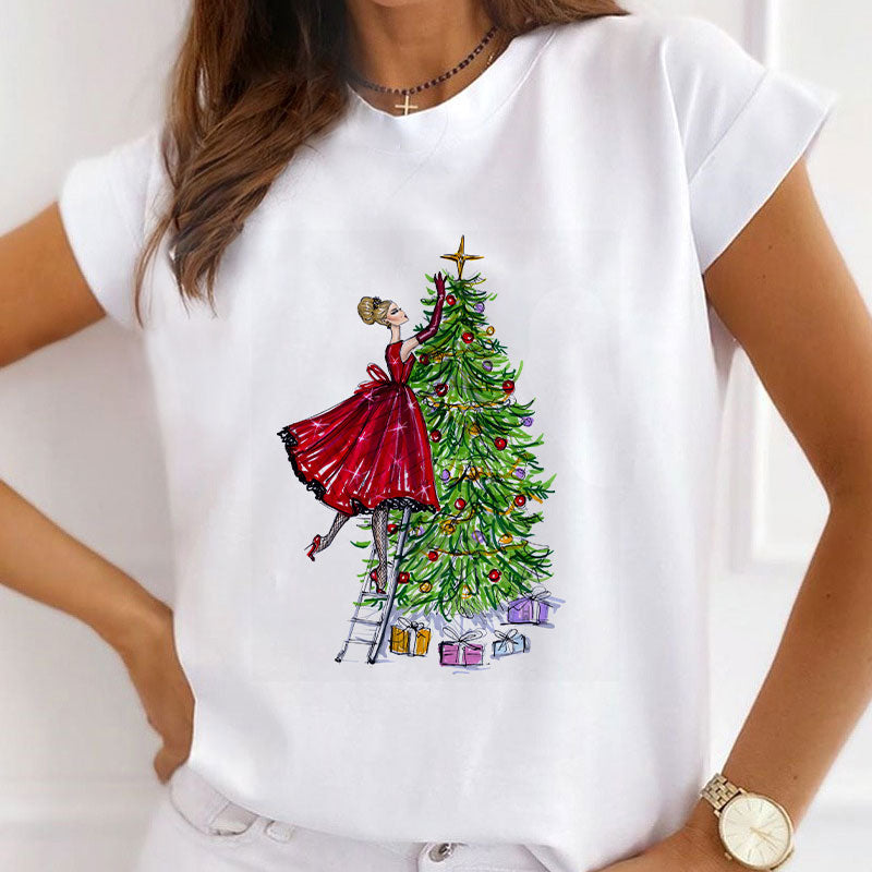 Hello Christmas Women White T-Shirt Z