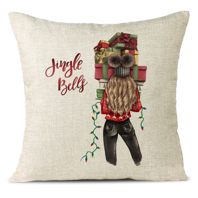 Christmas Themed Linen Pillowcase