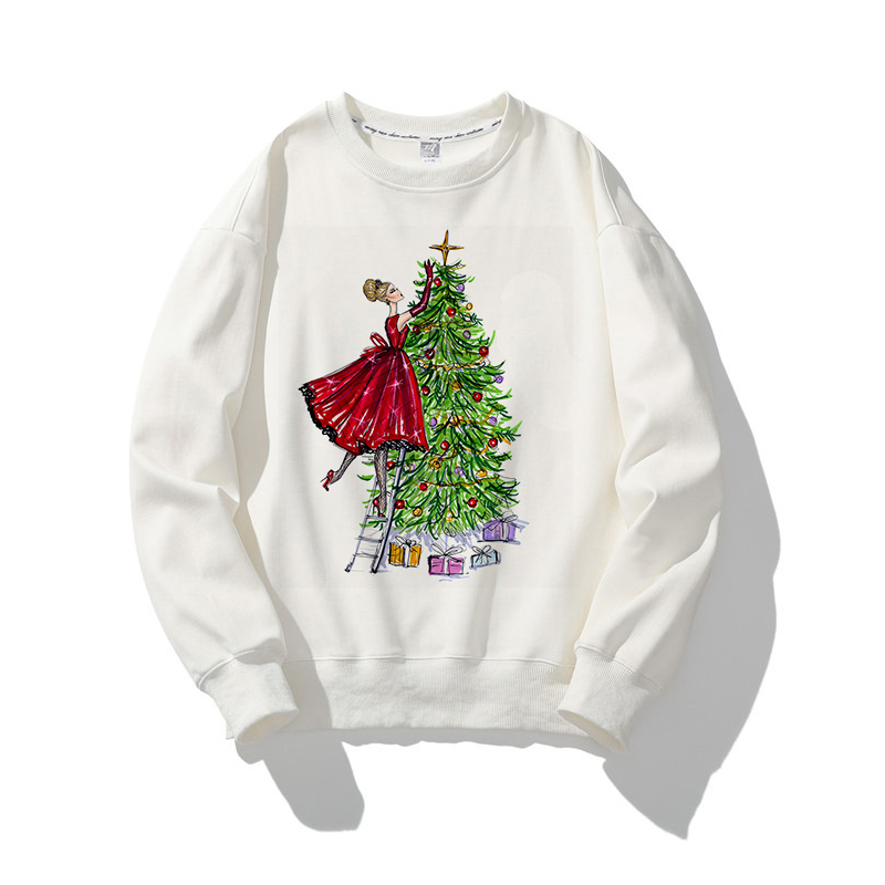 Hello Christmas O-Neck White Sweater Z