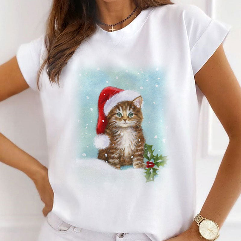 HAPPY NEW YEAR Christmas Women White T-Shirt R