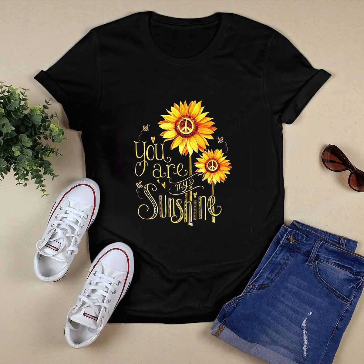 Peace Love Jesus Black T-Shirt C