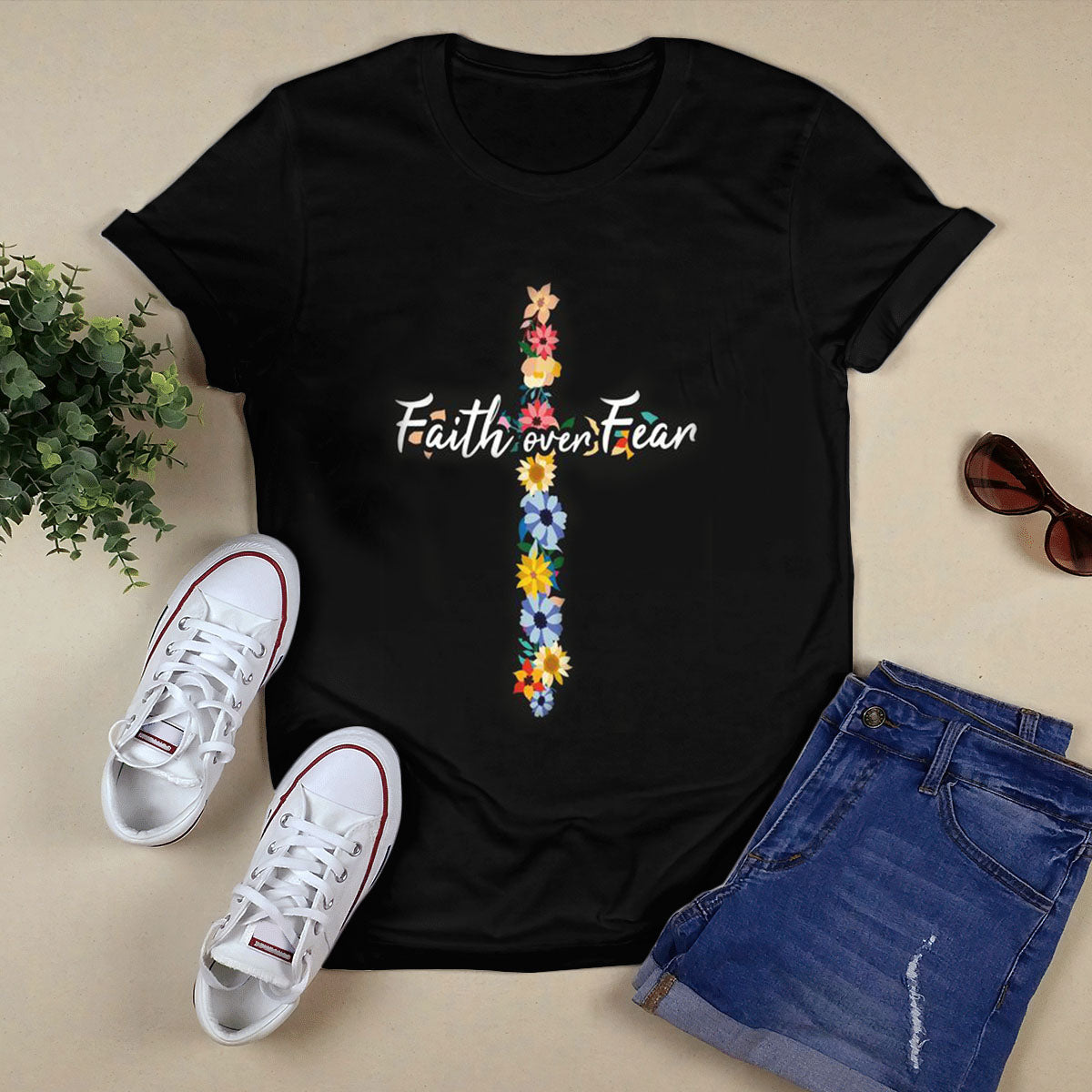 Peace Love Jesus Black T-Shirt H