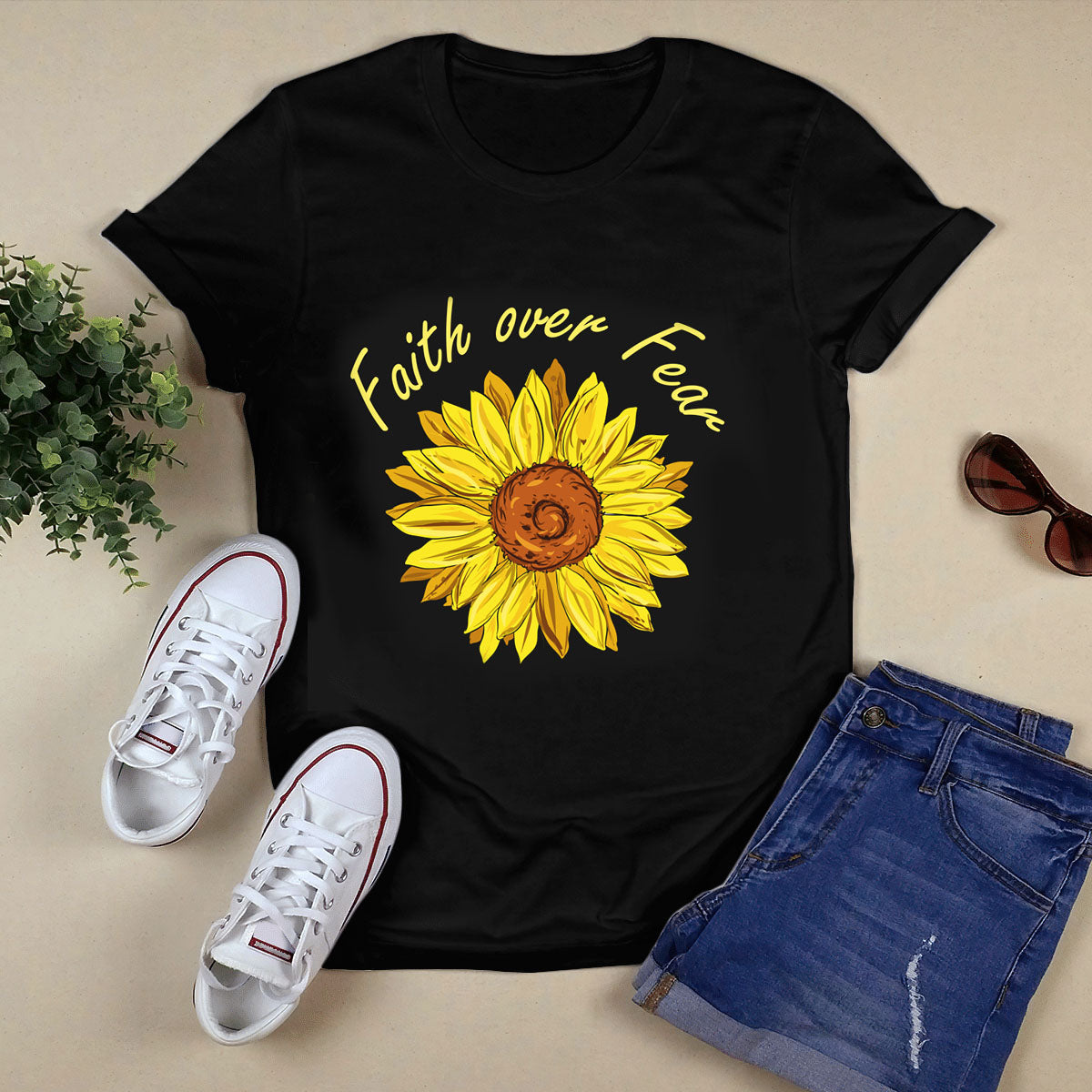 Peace Love Jesus Black T-Shirt J