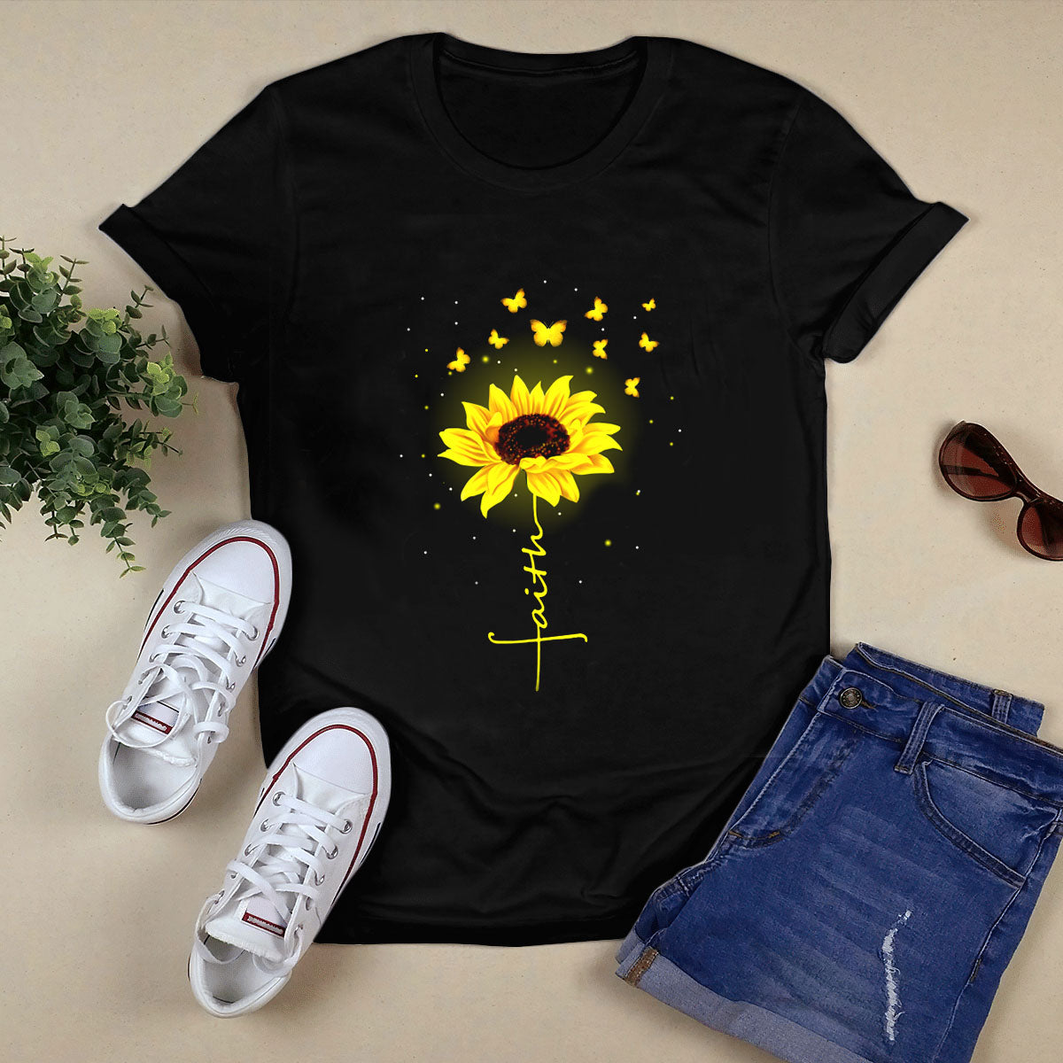 Peace Love Jesus Black T-Shirt K
