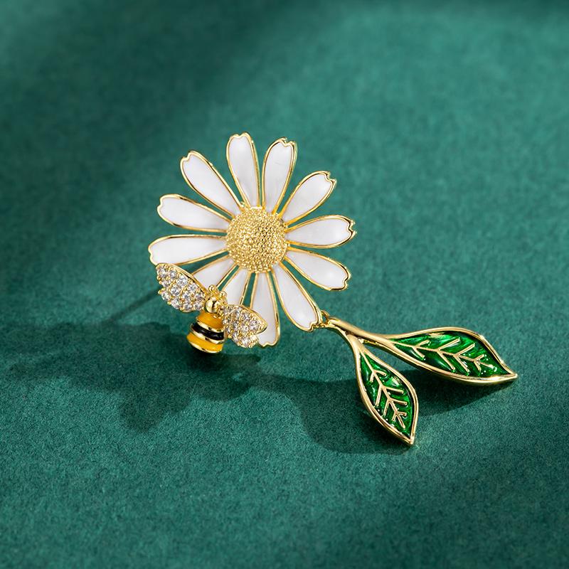 Gold Bee And Daisy Dangle Earrings