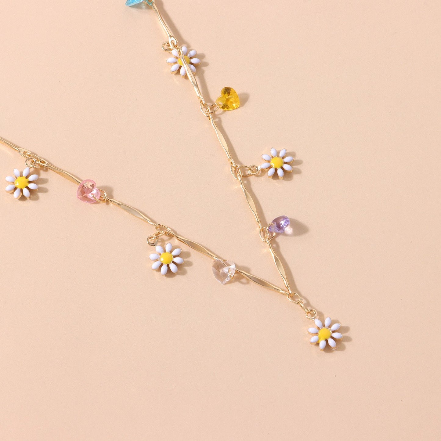 New Lovely Daisy Flowers Colorful Beaded Necklace