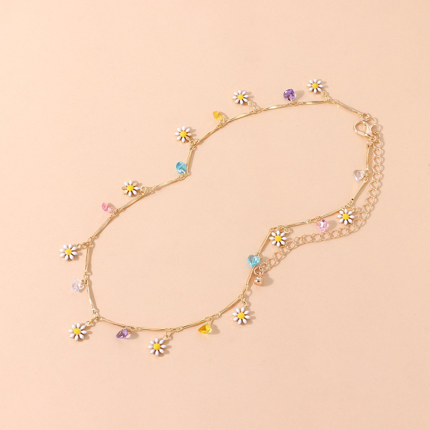 New Lovely Daisy Flowers Colorful Beaded Necklace