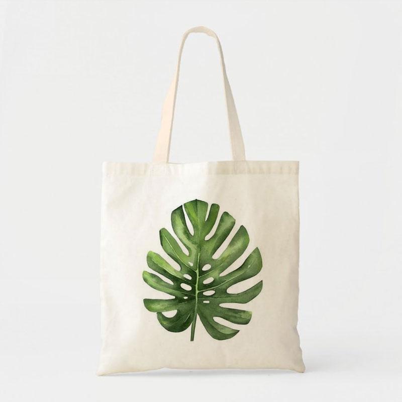 PALM LEAF CANVAS BAG
