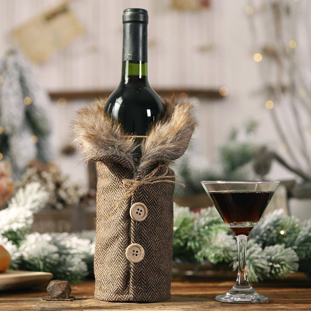 Christmas Plush Plaid Bottle Cover
