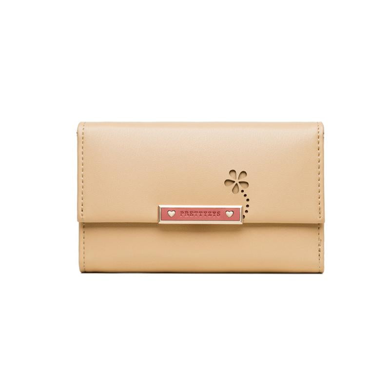 Mid-length Hollow Flower Tri-fold Wallet