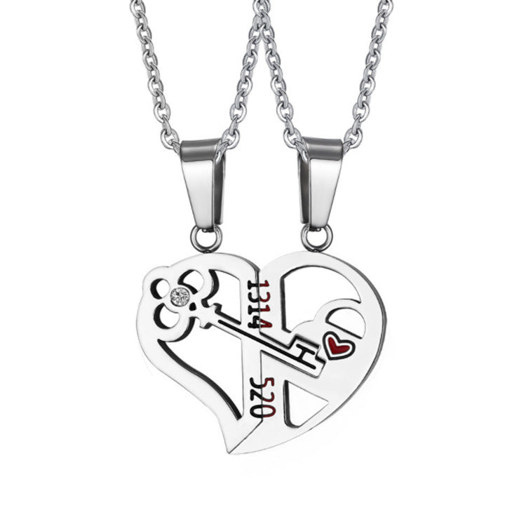 Stainless Steel 520 1314 Heart Couple Necklace