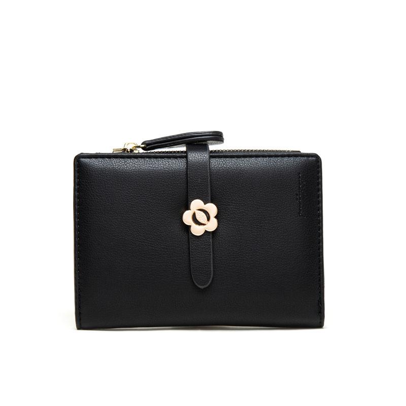 Mid-length Flower Buckle Half-fold Wallet