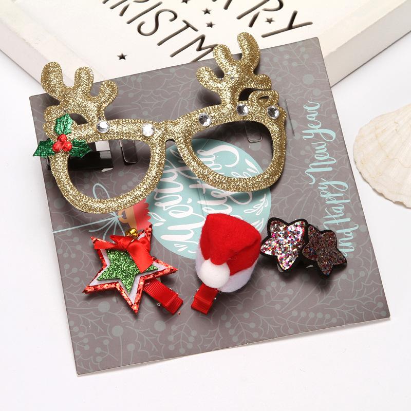 Christmas Cute Glasses Hair Card Decoration Set Box