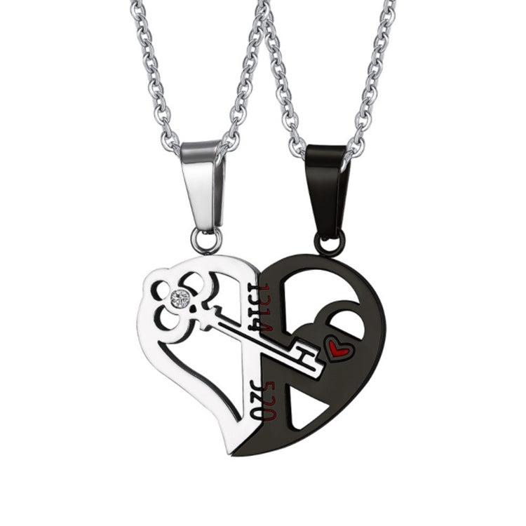 Stainless Steel 520 1314 Heart Couple Necklace