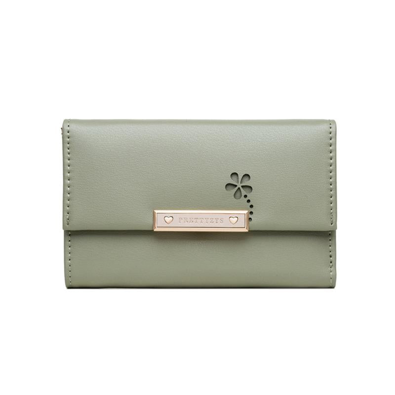 Mid-length Hollow Flower Tri-fold Wallet