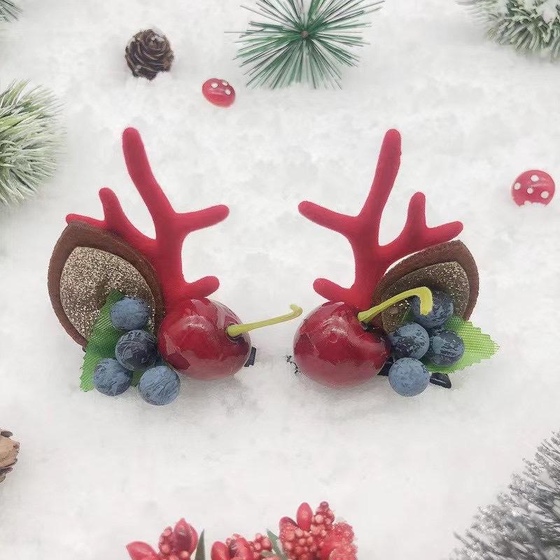 Christmas Pine Cone Snowman Antler Hairpin