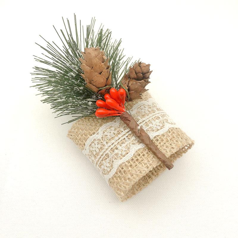 Christmas Pine Cone Napkin Ring 15Pcs