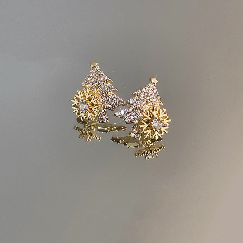 Spinning Snowflake Silver Pin Christmas Earrings