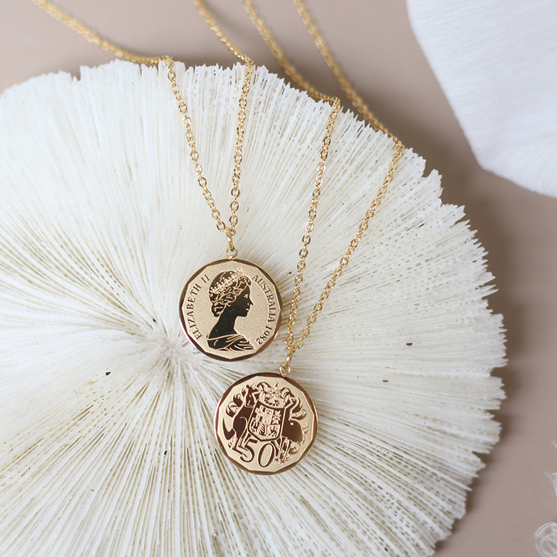 18K Gold Plated Relief sculpture Necklace