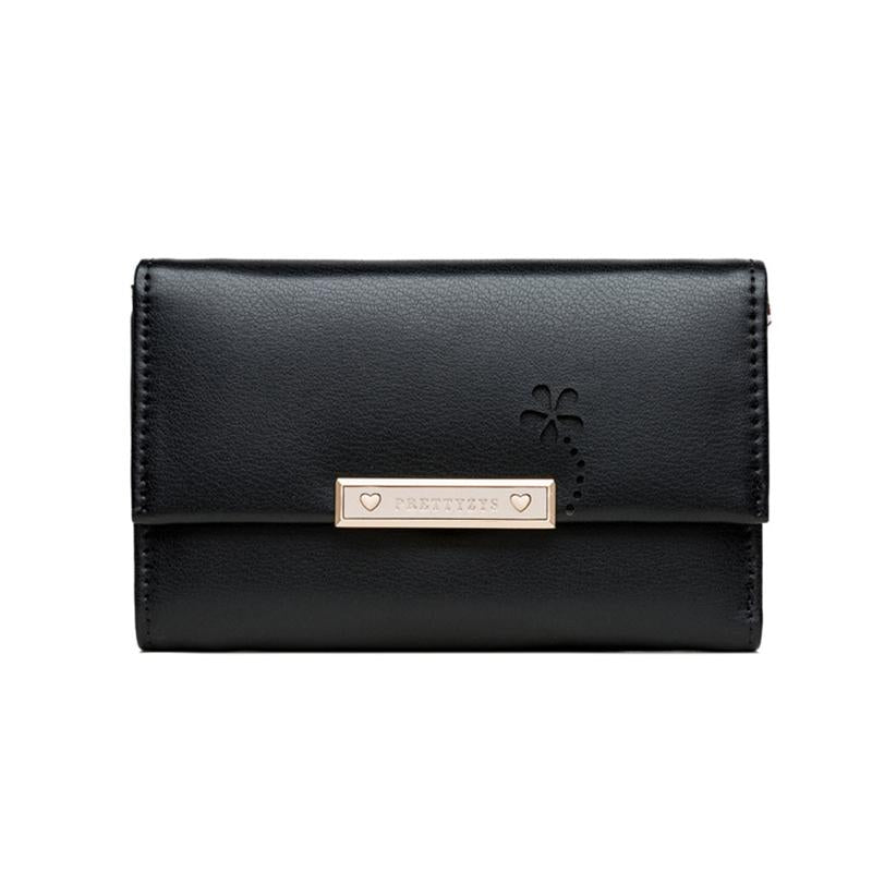 Mid-length Hollow Flower Tri-fold Wallet