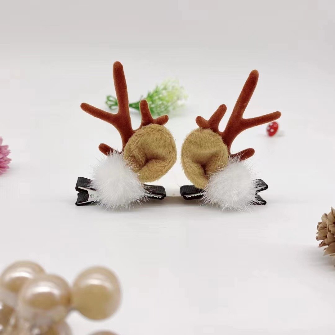 Christmas Pine Cone Snowman Antler Hairpin