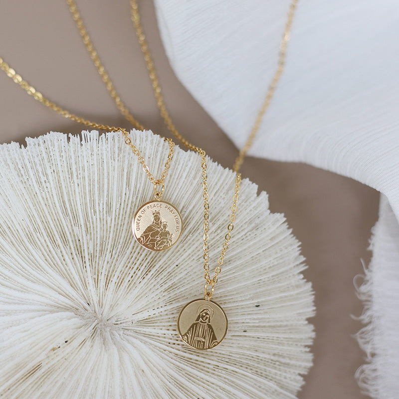 18K Gold Plated Relief sculpture Necklace