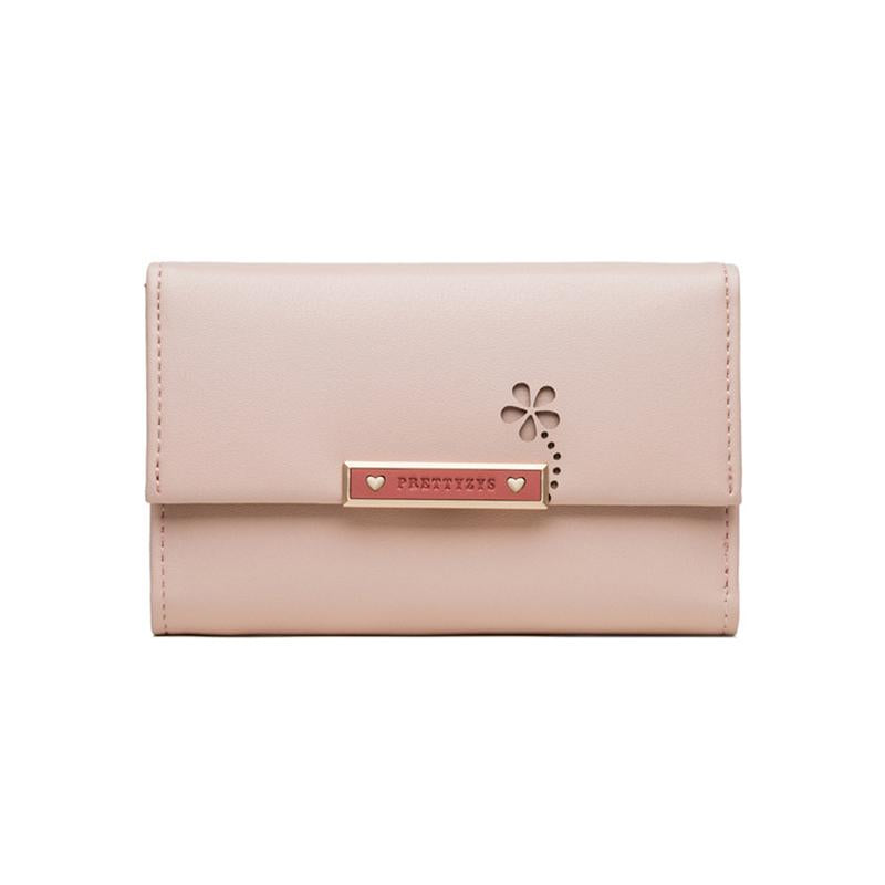 Mid-length Hollow Flower Tri-fold Wallet