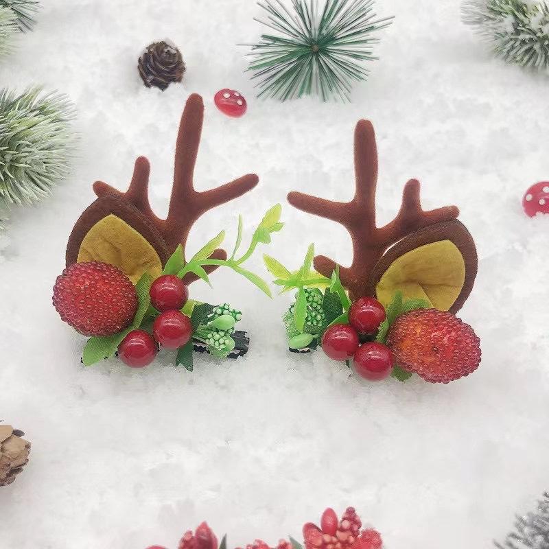 Christmas Pine Cone Snowman Antler Hairpin