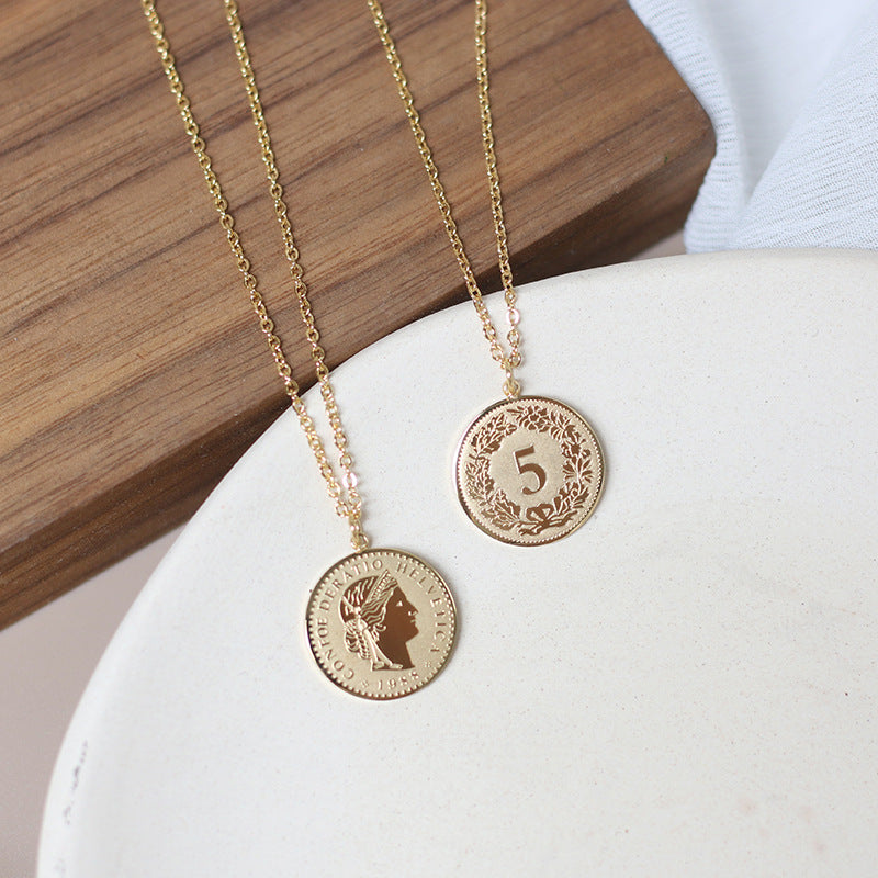 18K Gold Plated Relief sculpture Necklace