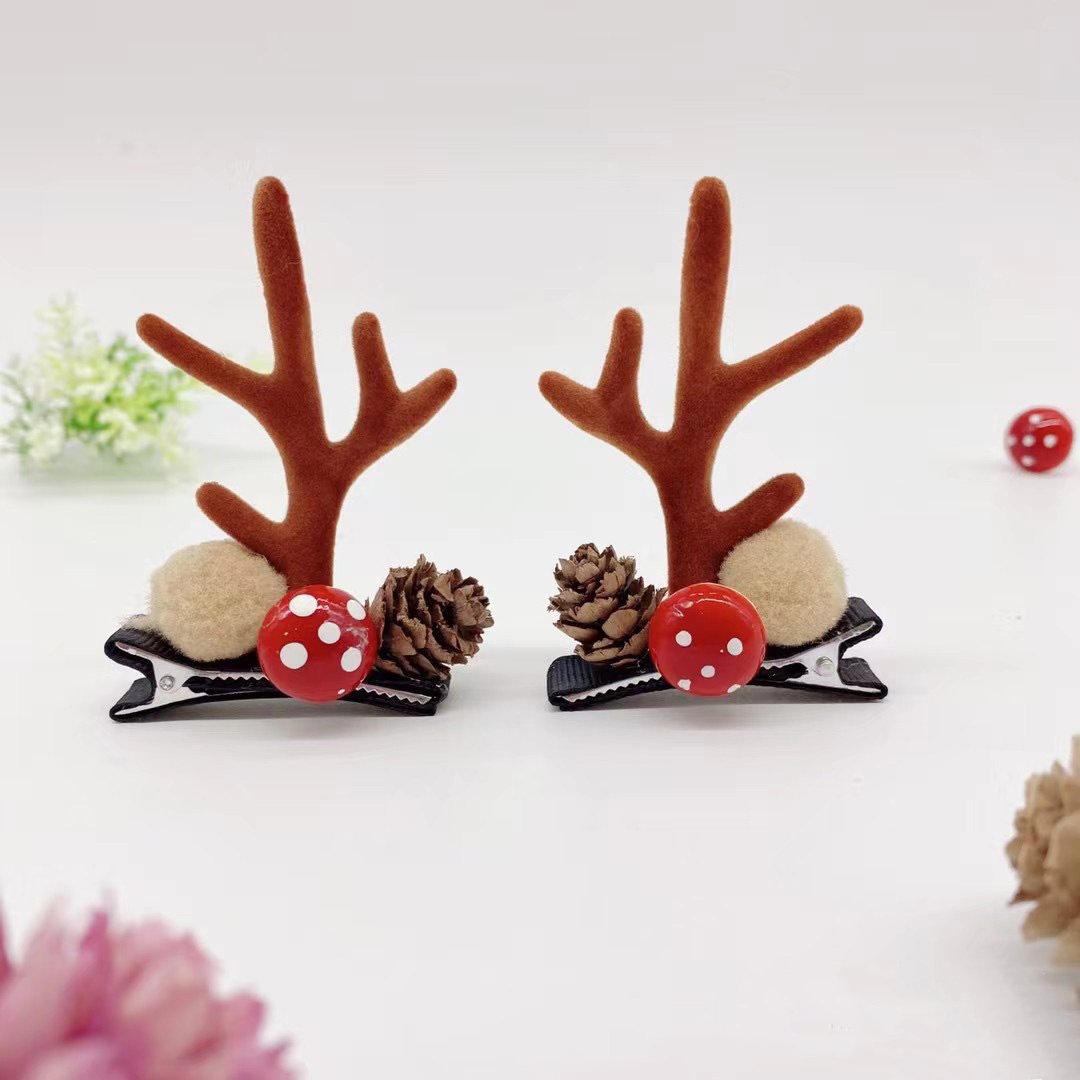 Christmas Pine Cone Snowman Antler Hairpin