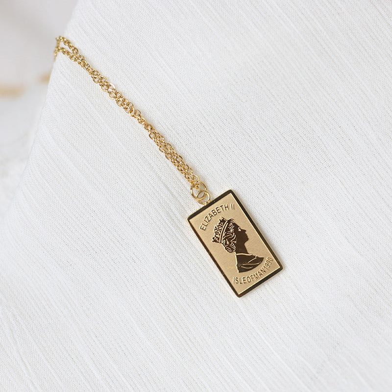 18K Gold Plated Relief sculpture Necklace