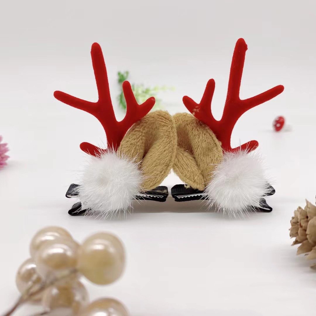 Christmas Pine Cone Snowman Antler Hairpin
