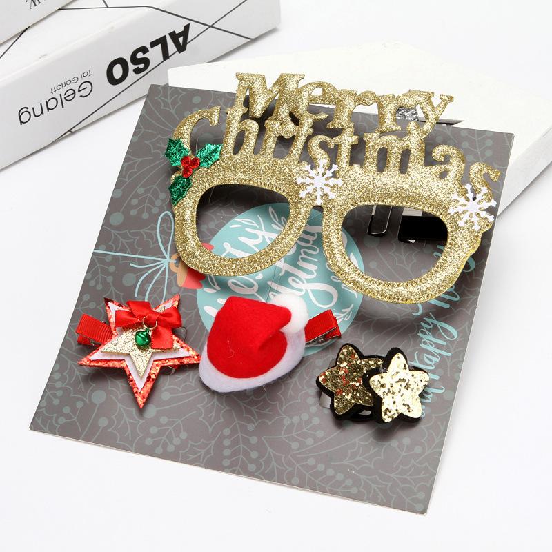 Christmas Cute Glasses Hair Card Decoration Set Box