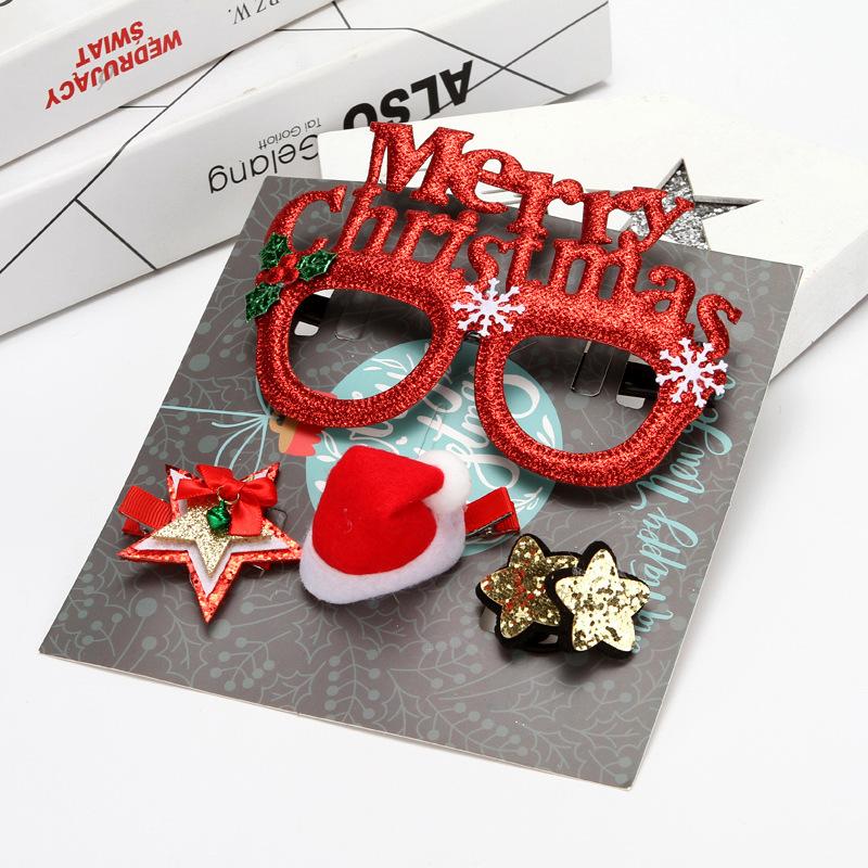 Christmas Cute Glasses Hair Card Decoration Set Box