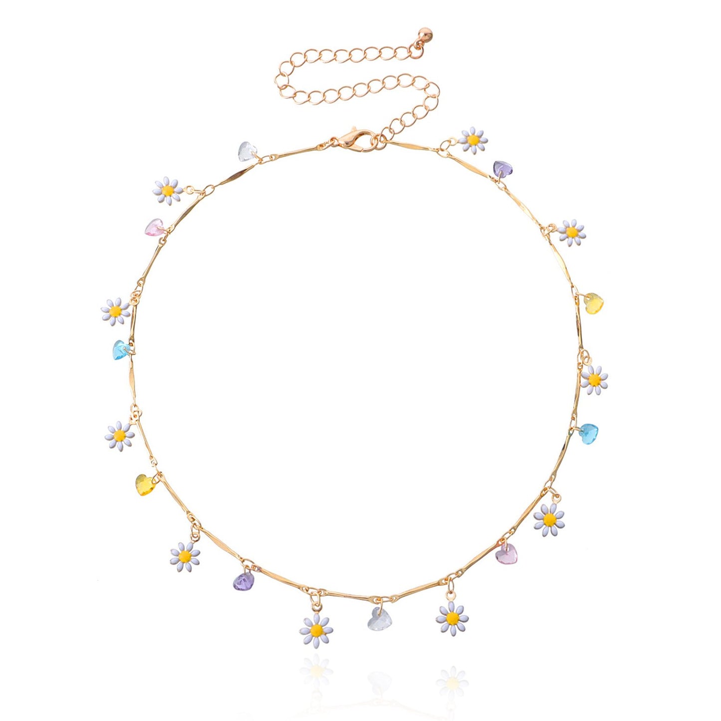 New Lovely Daisy Flowers Colorful Beaded Necklace