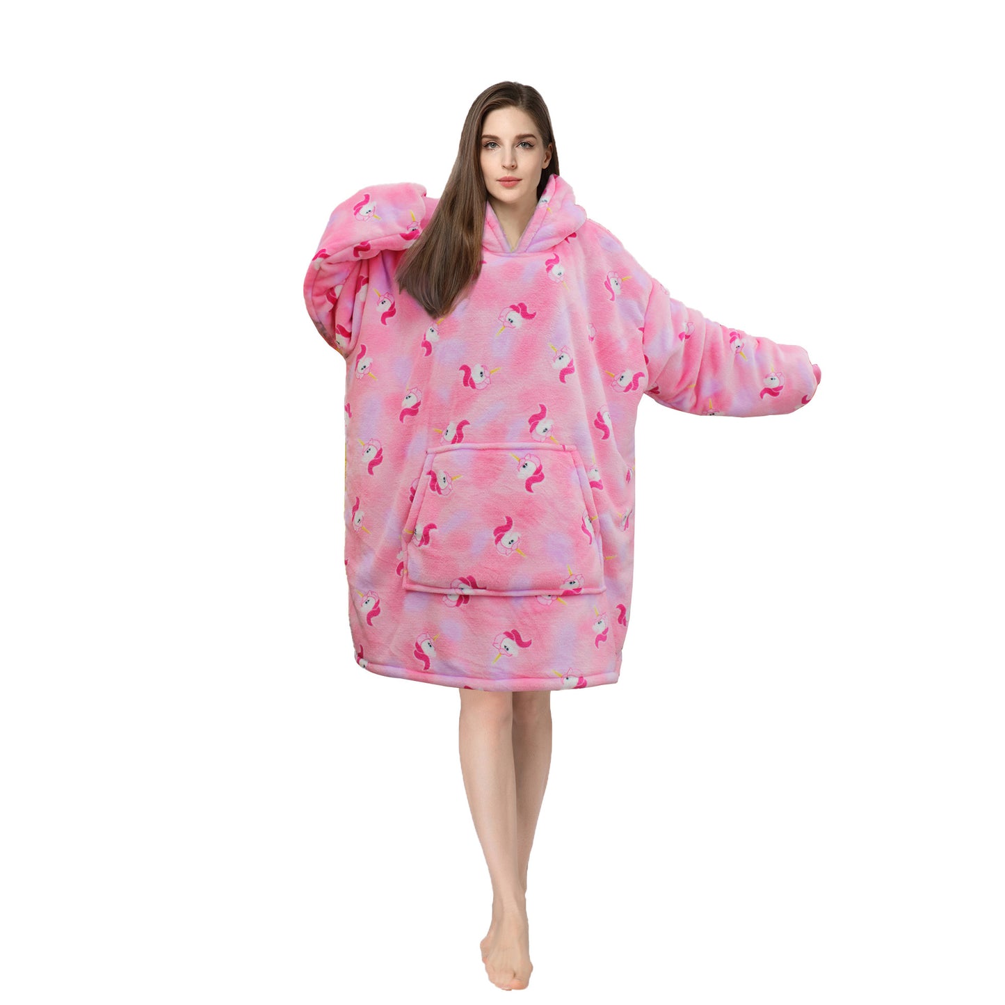 Soft Warm "Wearable Blanket" Coral Fleece Hoodie