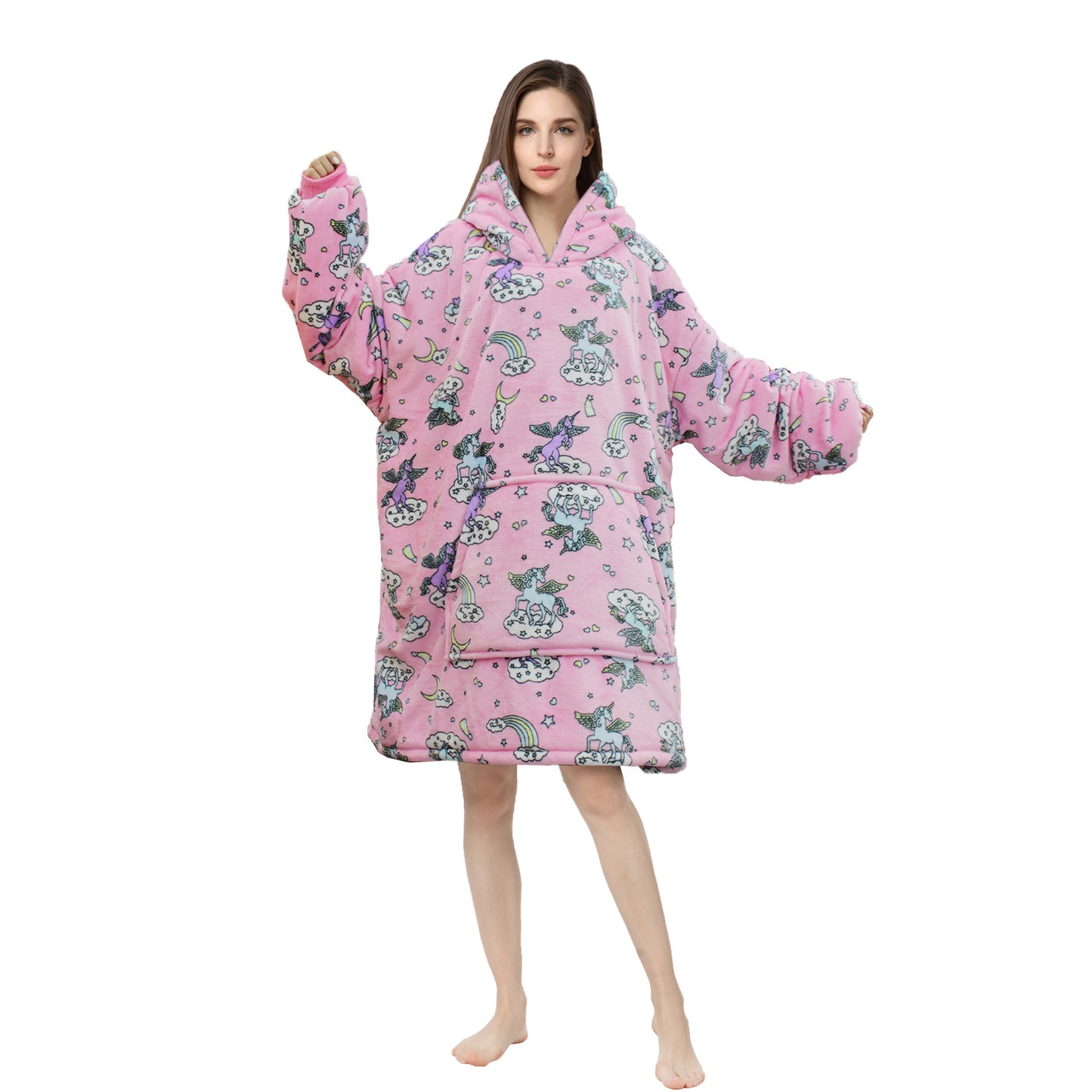 Soft Warm "Wearable Blanket" Coral Fleece Hoodie