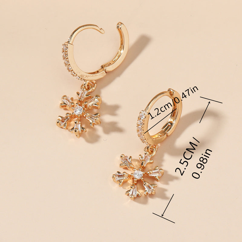 Zircon Christmas Snowflake Earrings