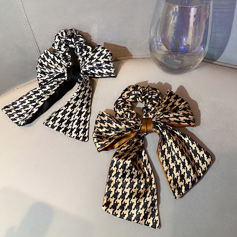 Houndstooth Bow Hair Tie