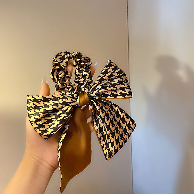 Houndstooth Bow Hair Tie