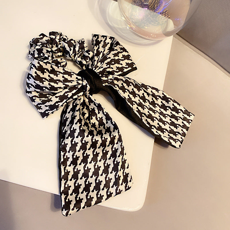 Houndstooth Bow Hair Tie