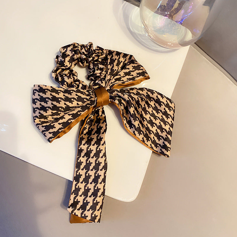 Houndstooth Bow Hair Tie