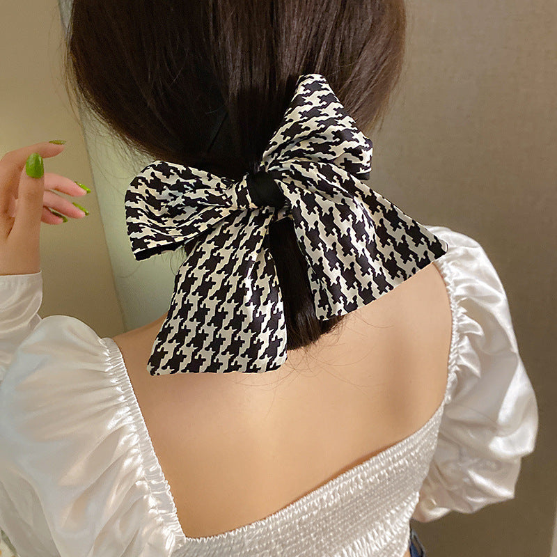 Houndstooth Bow Hair Tie