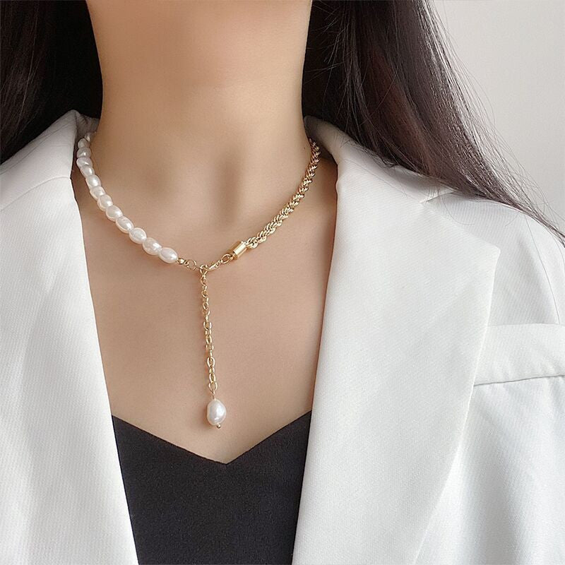 Baroque Pearl Panel Necklace