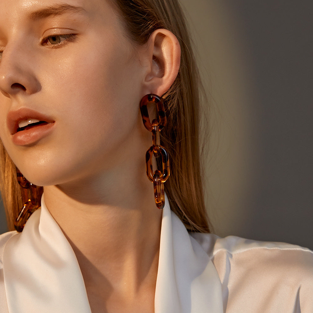 Amber Atmospheric Chain Earring